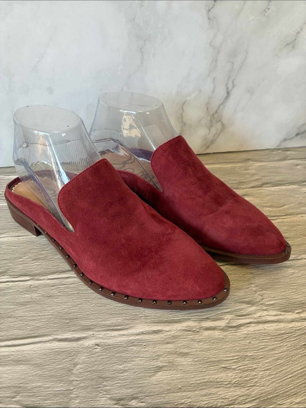 NWOT Sam Edelman Lewellyn Cranberry Suede Slide Mules